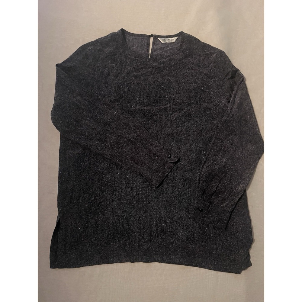 Max Mara Button‎ Loop Close Heathered Navy Women's L/XL - Picture 3 of 8